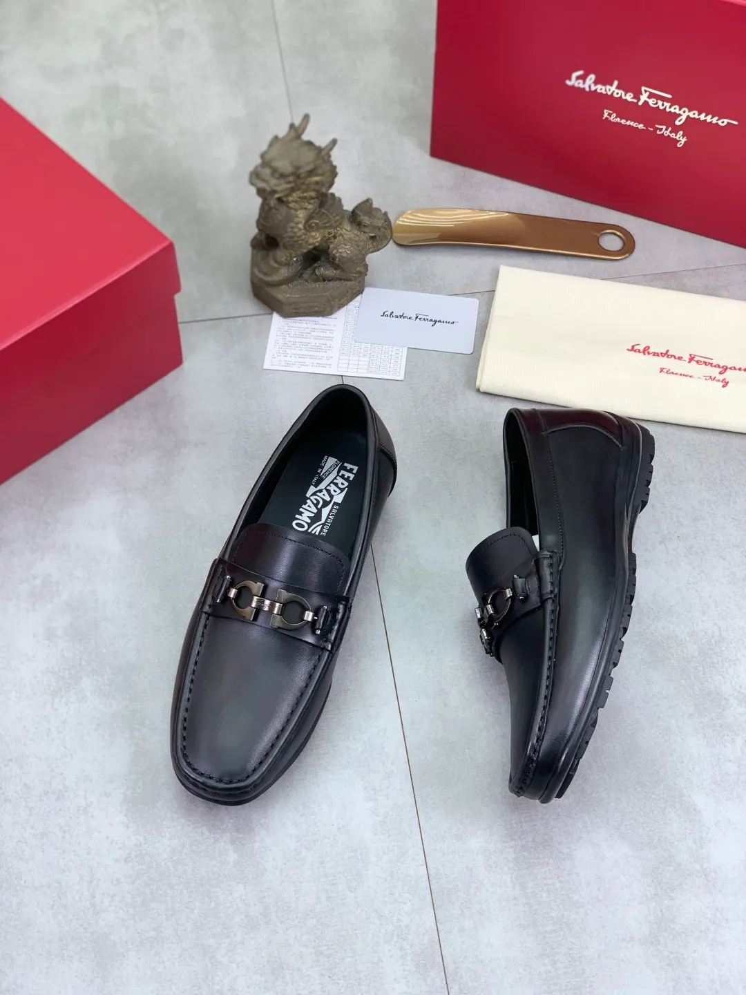 Men's shoes 💰P480 new high quality [Ferragamo/Ferragamo] latest model original imported calfskin, imported cowhide lining + original luxury metal buckle + original combination outsole Comparison without pressure Code number: 38-44 (45 customized)